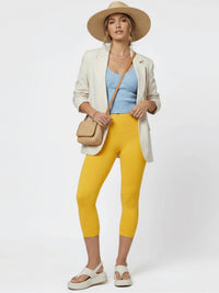 Ivy Ultra Soft High Rise Capri Leggings - Mustard
