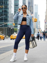 Ivy Ultra Soft High Rise Capri Leggings - Navy Blue