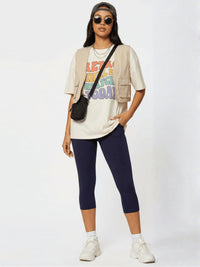 Ivy Ultra Soft High Rise Capri Leggings - Navy Blue