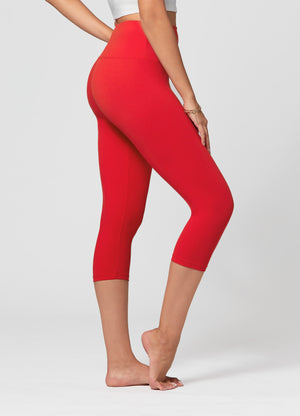 Ivy Ultra Soft High Rise Capri Leggings - Red