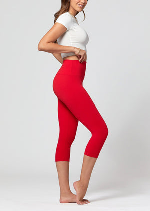 Ivy Ultra Soft High Rise Capri Leggings - Red