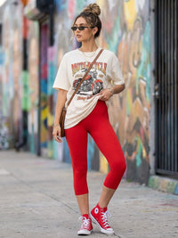 Ivy Ultra Soft High Rise Capri Leggings - Red