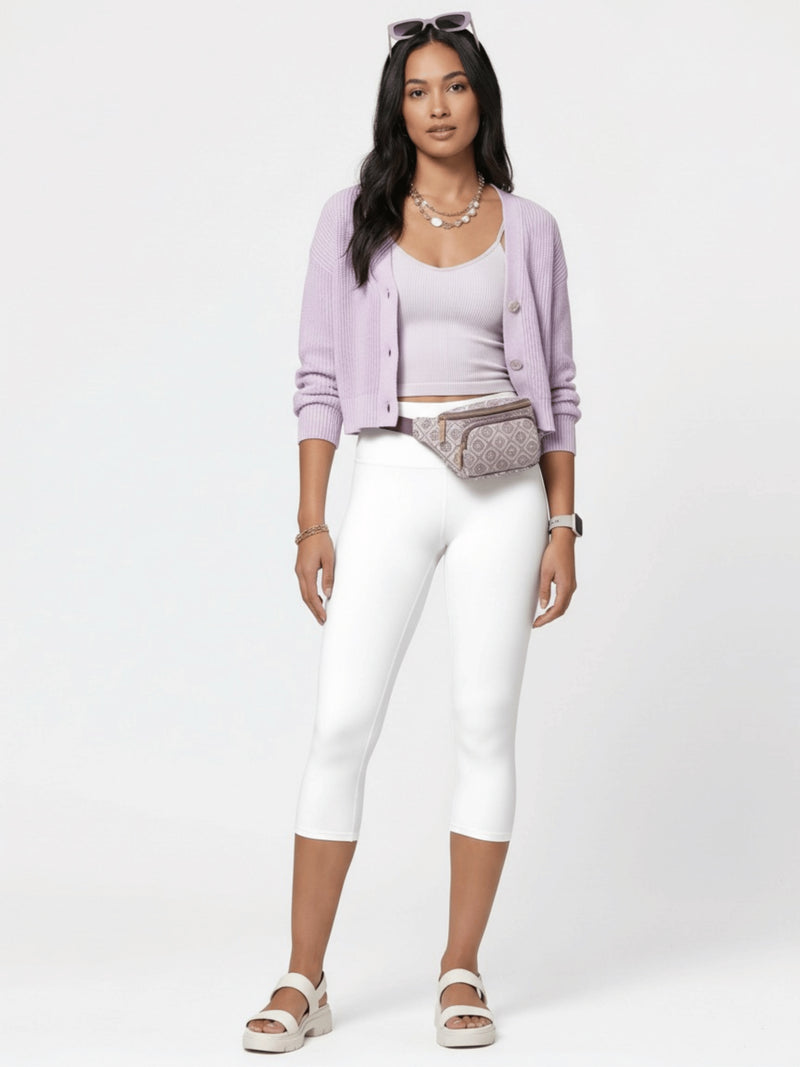 Ivy Ultra Soft High Rise Capri Leggings - White
