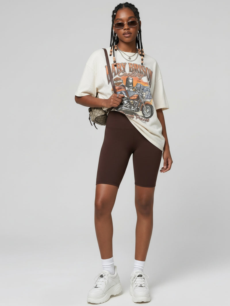 Ivy Super Ultra Soft High Waisted Yoga Shorts - Brown