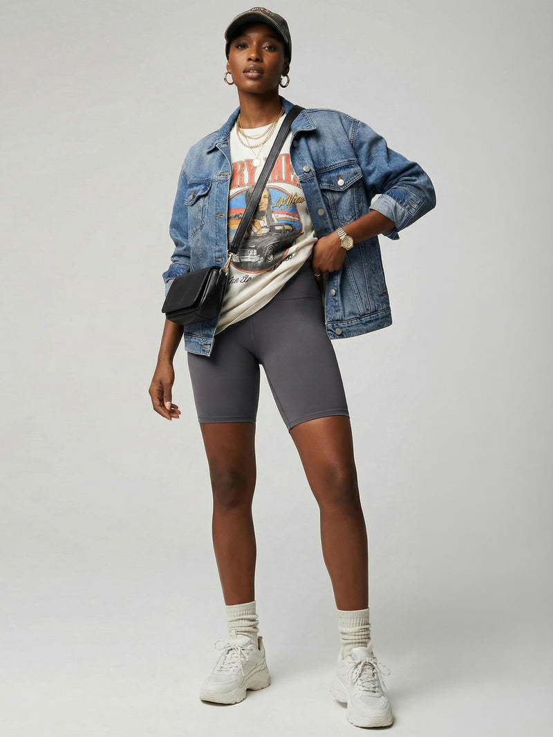 Ivy Super Ultra Soft High Waisted Yoga Shorts - Dark Charcoal