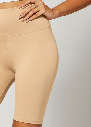 Ivy Super Ultra Soft High Waisted Yoga Shorts - Nude Khaki Beige