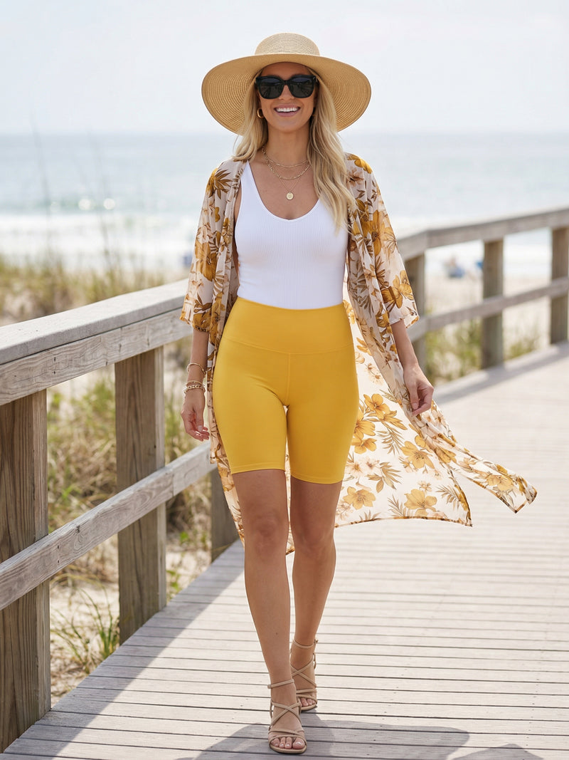 Ivy Super Ultra Soft High Waisted Yoga Shorts - Mustard