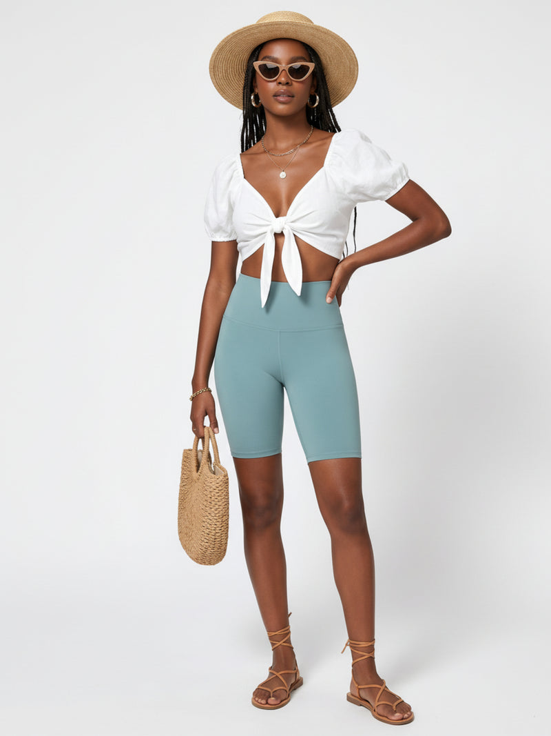 Ivy Super Ultra Soft High Waisted Yoga Shorts - Sea Blue