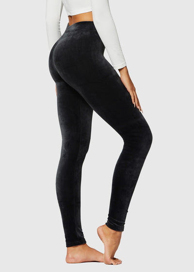 Noelle Ultra Soft Velour Leggings - Black