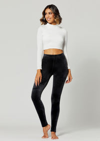 Noelle Ultra Soft Velour Leggings - Black
