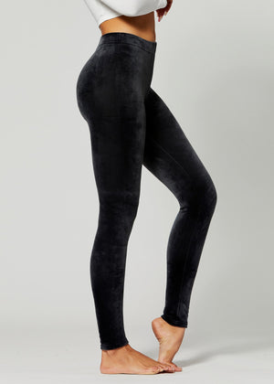 Noelle Ultra Soft Velour Leggings - Black