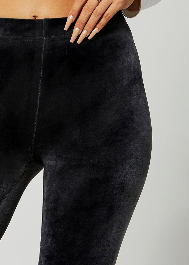 Noelle Ultra Soft Velour Leggings - Black