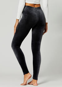 Noelle Ultra Soft Velour Leggings - Black