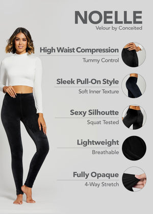 Noelle Ultra Soft Velour Leggings - Black