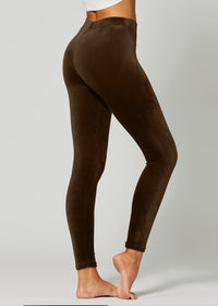 Noelle Ultra Soft Velour Leggings - Brown