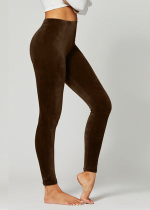 Noelle Ultra Soft Velour Leggings - Brown