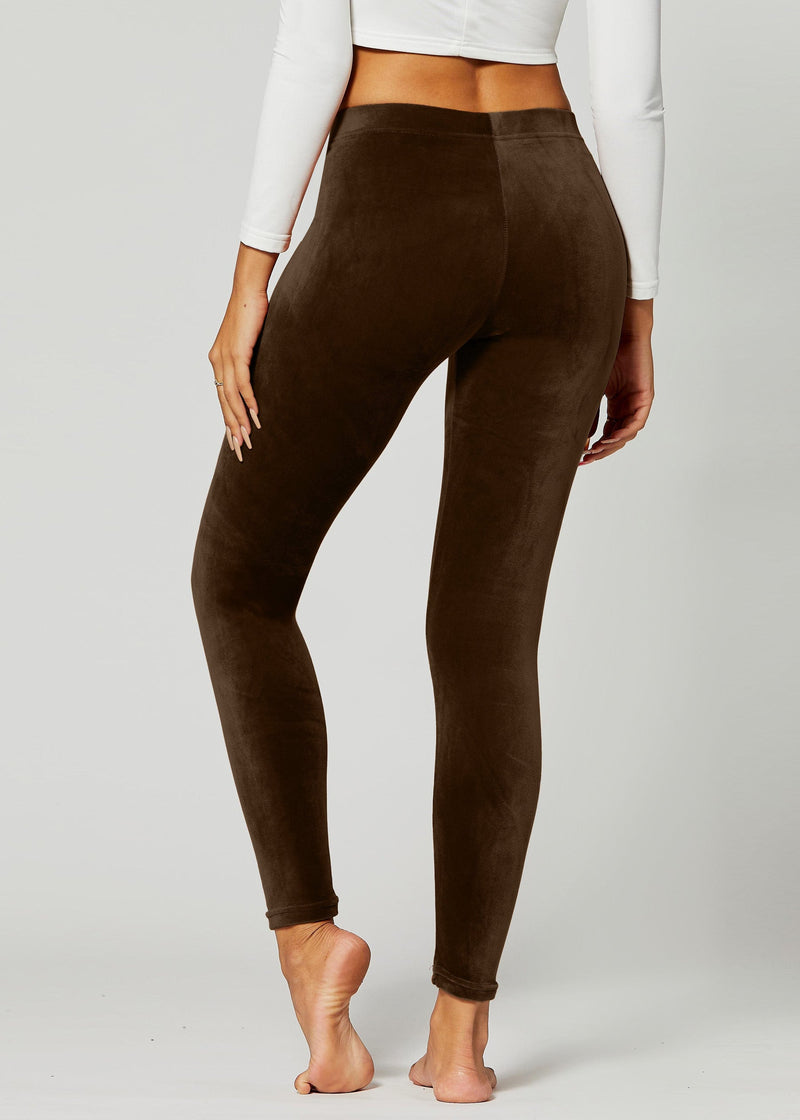 Noelle Ultra Soft Velour Leggings - Brown