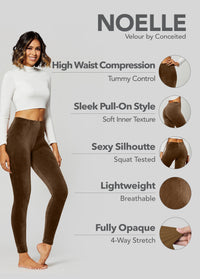 Noelle Ultra Soft Velour Leggings - Brown