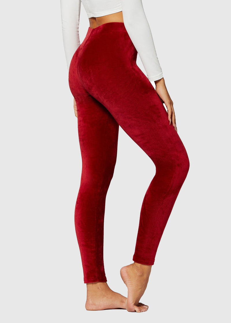 Noelle Ultra Soft Velour Leggings - Burgundy