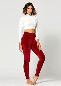 Noelle Ultra Soft Velour Leggings - Burgundy