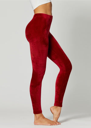 Noelle Ultra Soft Velour Leggings - Burgundy