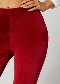 Noelle Ultra Soft Velour Leggings - Burgundy