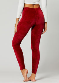Noelle Ultra Soft Velour Leggings - Burgundy