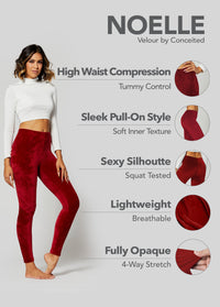 Noelle Ultra Soft Velour Leggings - Burgundy