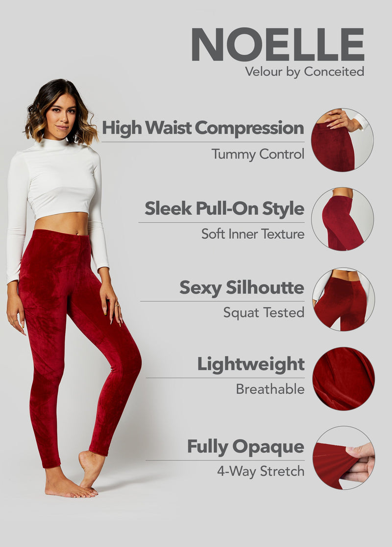 Noelle Ultra Soft Velour Leggings - Burgundy