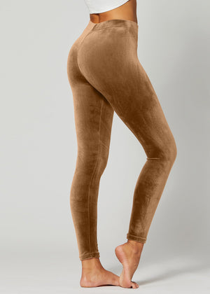 Noelle Ultra Soft Velour Leggings - Camel
