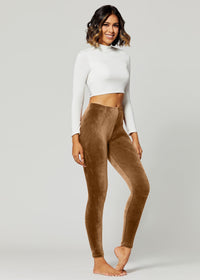 Noelle Ultra Soft Velour Leggings - Camel