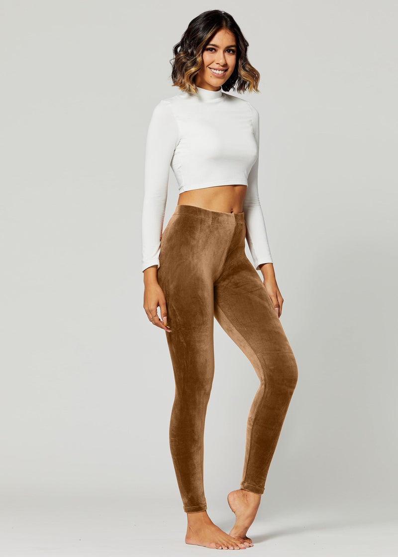 Noelle Ultra Soft Velour Leggings - Camel