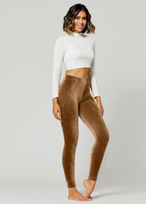 Noelle Ultra Soft Velour Leggings - Camel