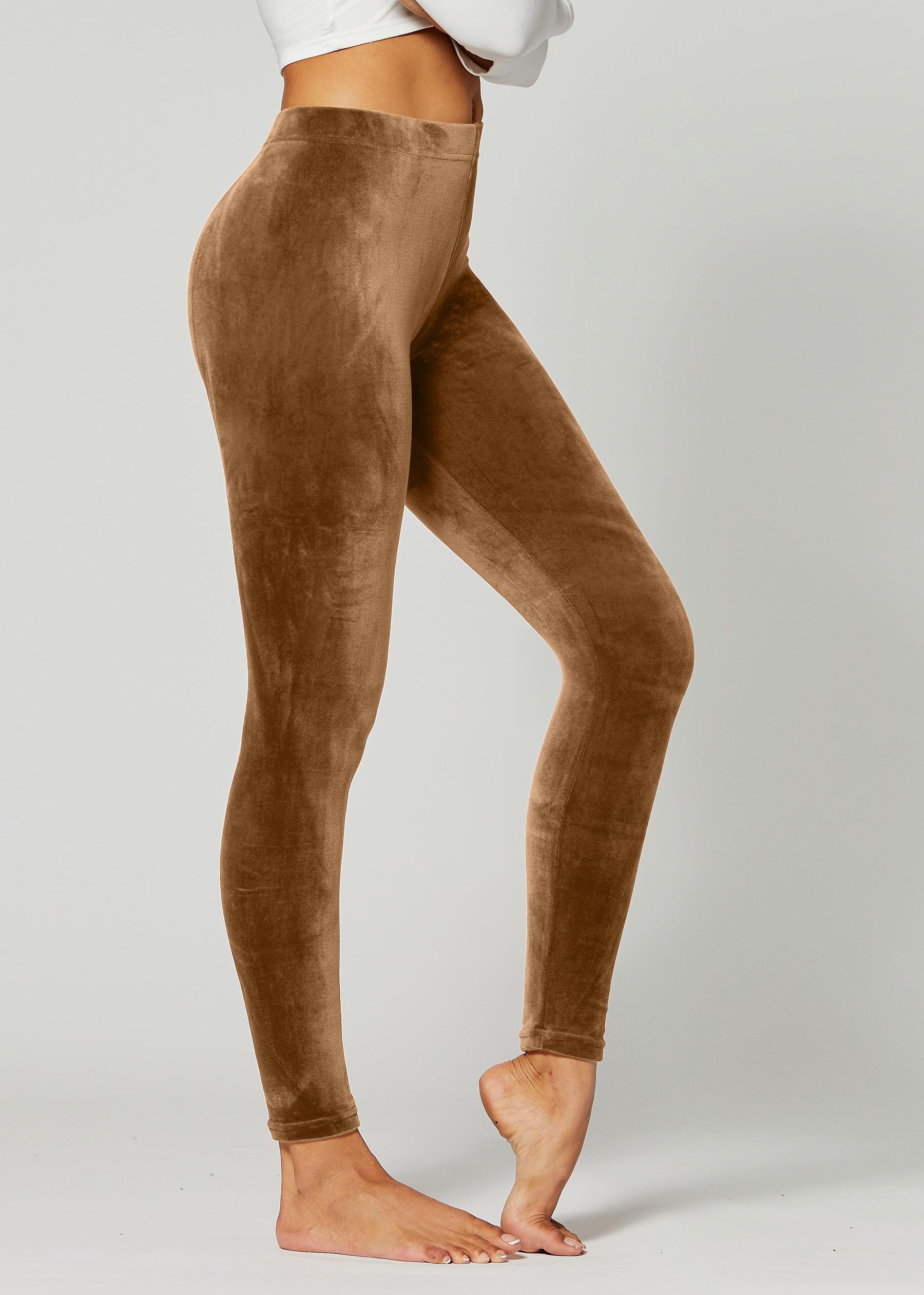 Brown velvet leggings best sale