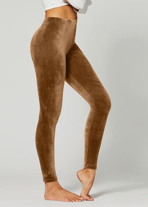 Noelle Ultra Soft Velour Leggings - Camel