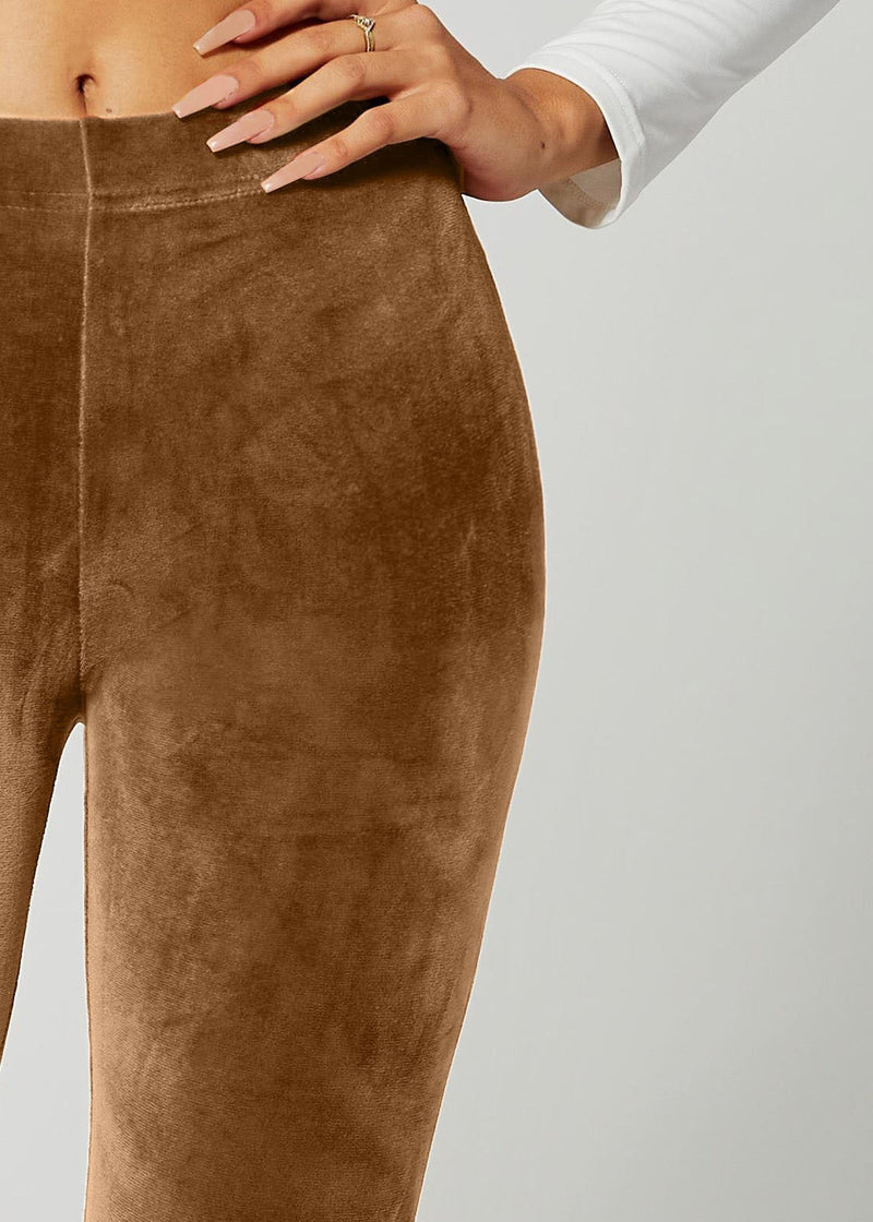 Noelle Ultra Soft Velour Leggings - Camel