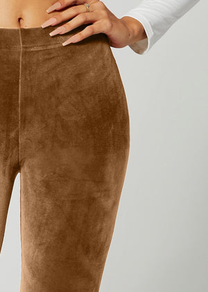 Noelle Ultra Soft Velour Leggings - Camel
