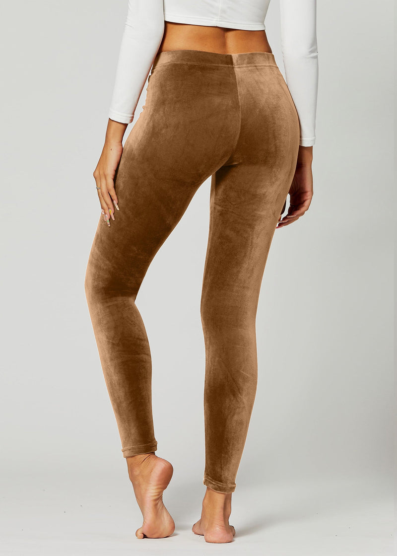 Noelle Ultra Soft Velour Leggings - Camel