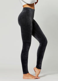 Noelle Ultra Soft Velour Leggings - Charcoal Grey