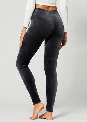 Noelle Ultra Soft Velour Leggings - Charcoal Grey
