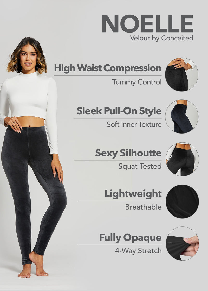 Noelle Ultra Soft Velour Leggings - Charcoal Grey