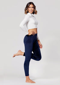 Noelle Ultra Soft Velour Leggings - Navy Blue