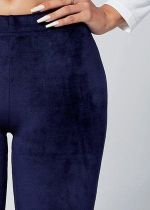 Noelle Ultra Soft Velour Leggings - Navy Blue