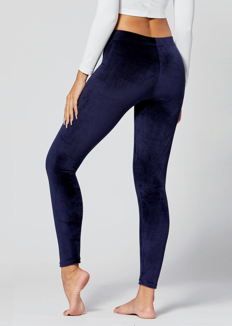 Noelle Ultra Soft Velour Leggings - Navy Blue
