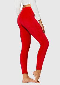 Noelle Ultra Soft Velour Leggings - Red