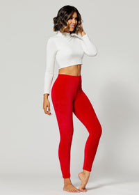 Noelle Ultra Soft Velour Leggings - Red