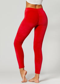 Noelle Ultra Soft Velour Leggings - Red