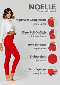 Noelle Ultra Soft Velour Leggings - Red