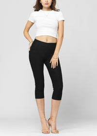 Ava Capri Length Premium Stretch Everyday Jeggings - Black