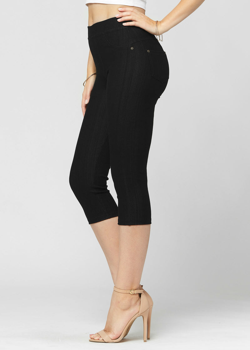 Ava Capri Length Premium Stretch Everyday Jeggings - Black